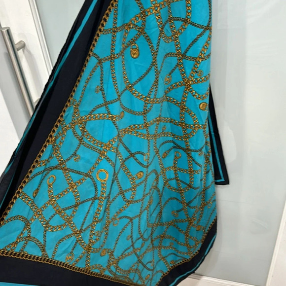 Michael Kors Women’s Blue Gold Nautical Scarf Wrap Tank Flowly Maxi Dress Sz S/M - Picture 6 of 7